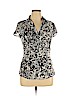 Ann Taylor LOFT Black Short Sleeve Button-Down Shirt Size 14 - photo 1