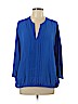 Chico's 100% Polyester Blue 3/4 Sleeve Blouse Size XL (3) - photo 1