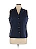 Jones New York 100% Cotton Blue Sleeveless Button-Down Shirt Size 16 - photo 1