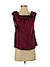 Black Halo 100% Silk Burgundy Short Sleeve Silk Top Size 2 - photo 1