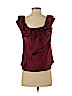 Black Halo 100% Silk Burgundy Short Sleeve Silk Top Size 2 - photo 2