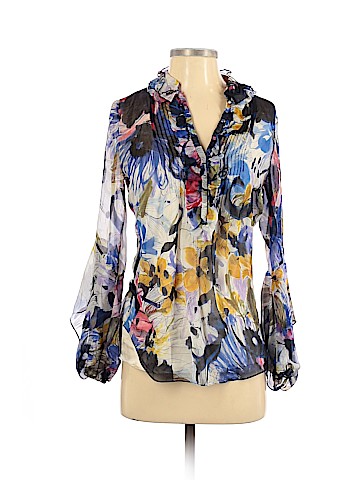 Elie Tahari Long Sleeve Silk Top (view 1)