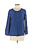 J. Crew Factory Store 100% Polyester Blue Long Sleeve Blouse Size M (petite) - photo 1