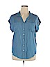 Jachs Girlfriend 100% Rayon Blue Short Sleeve Blouse Size XL - photo 1