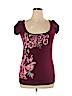 Eyeshadow 100% Cotton Burgundy Short Sleeve Top Size 14 - 16 - photo 1