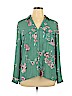 Candie's 100% Polyester Green Long Sleeve Button-Down Shirt Size XL - photo 1