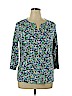 Kim Rogers 100% Cotton Blue 3/4 Sleeve Top Size 1X - photo 1