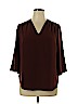 Melissa McCarthy Seven7 100% Polyester Brown 3/4 Sleeve Blouse Size 0X - photo 1