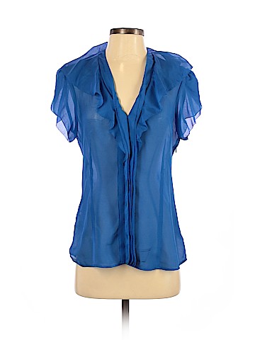 BCBGMAXAZRIA Short Sleeve Silk Top (view 1)