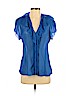 BCBGMAXAZRIA 100% Silk Blue Short Sleeve Silk Top Size S - photo 1