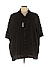 Diamante 100% Polyester Black Short Sleeve Button-Down Shirt Size 3X - photo 1