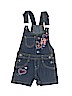 Candy Girl Hearts Graphic Blue Overall Shorts Size 2T - photo 1