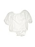 Ally B 100% Polyester Solid White Short Sleeve Blouse Size 10 - 12 - photo 2