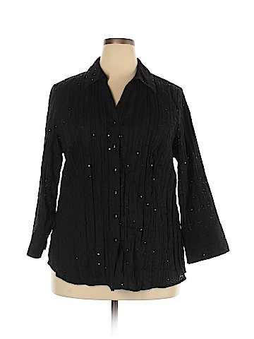 JM Collection Long Sleeve Button-Down Shirt (view 1)