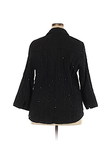 JM Collection Long Sleeve Button-Down Shirt (view 2)