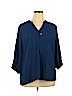 Notations 100% Polyester Blue 3/4 Sleeve Blouse Size XL - photo 1
