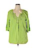 Liz & Me 100% Cotton Green 3/4 Sleeve Blouse Size 0X - photo 1