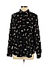 H&M 100% Polyester Black Long Sleeve Button-Down Shirt Size 12 - photo 1
