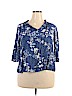 Ellos 100% Rayon Blue 3/4 Sleeve Blouse Size 18 - photo 1