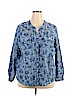 Blair 100% Cotton Blue Long Sleeve Button-Down Shirt Size 2X - photo 1