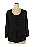 Lands' End 100% Polyester Black Long Sleeve Blouse Size 14 - photo 1