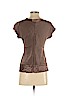 Aquarius 100% Silk Brown Short Sleeve Silk Top Size S - photo 2