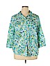 Karen Scott 100% Cotton Teal 3/4 Sleeve Button-Down Shirt Size 1X - photo 1