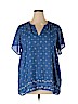 Old Navy 100% Polyester Blue Short Sleeve Blouse Size XXL - photo 1
