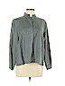 Eileen Fisher 100% Silk Gray Long Sleeve Button-Down Shirt Size M - photo 1
