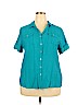Roz & Ali Blue Short Sleeve Button-Down Shirt Size XL - photo 1