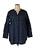 Woman Within 100% Cotton Blue Long Sleeve Blouse Size 18 (L) - photo 1