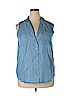 Who What Wear 100% Lyocell Blue Sleeveless Button-Down Shirt Size XXL - photo 1