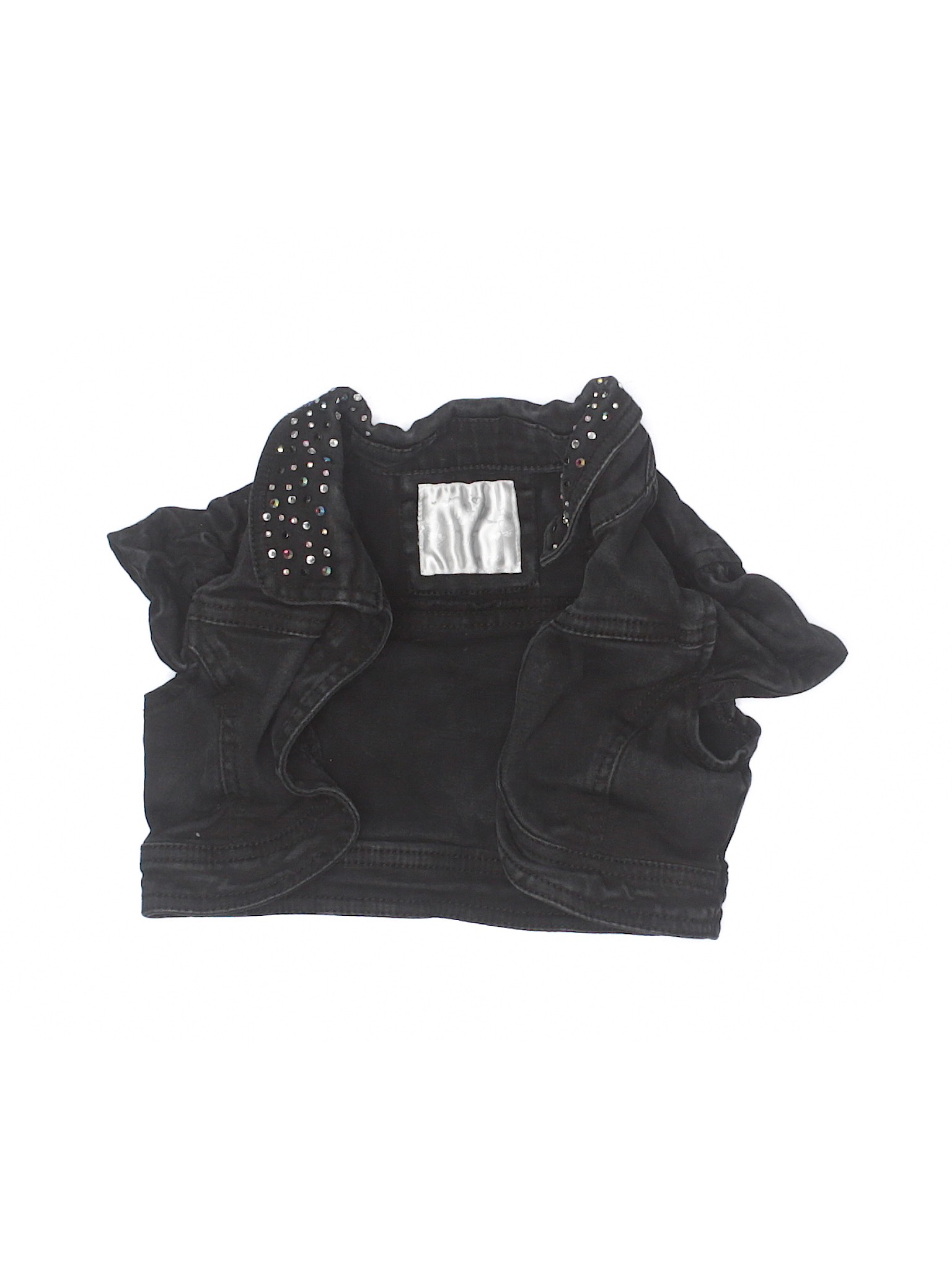 girls black denim vest