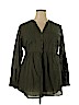 Torrid 100% Cotton Green Long Sleeve Blouse Size 2X Plus (2) - photo 1