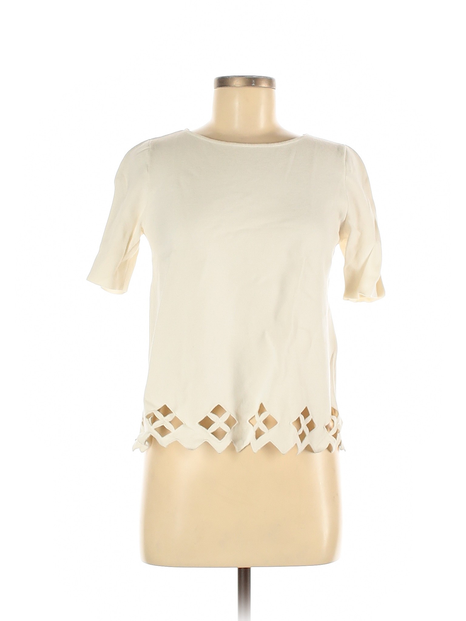 Ann Taylor Solid Ivory Short Sleeve Top Size M - 81% off | thredUP