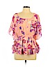 Candie's 100% Polyester Pink Short Sleeve Blouse Size L - photo 1
