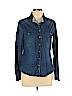 Forever 21 100% Cotton Blue Long Sleeve Button-Down Shirt Size L - photo 1