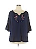 Kim Rogers 100% Rayon Blue 3/4 Sleeve Blouse Size XL - photo 1