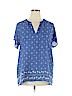 Old Navy 100% Polyester Blue Short Sleeve Blouse Size XL - photo 1