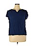 Christopher & Banks 100% Rayon Blue Short Sleeve Blouse Size XL - photo 1
