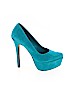Jessica Simpson 100% Leather Blue Heels Size 5 1/2 - photo 1