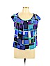 St. John Blue Short Sleeve Silk Top Size L - photo 1