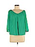 H&M 100% Polyester Green 3/4 Sleeve Blouse Size 4 - photo 1