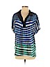 Lafayette 148 New York 100% Silk Blue Short Sleeve Silk Top Size S - photo 1