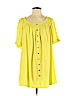Terra & Sky 100% Rayon Yellow Short Sleeve Blouse Size 1X - photo 1