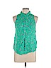 Hollister 100% Viscose Green Sleeveless Button-Down Shirt Size L - photo 1