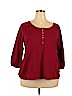 St. John's Bay 100% Cotton Red Long Sleeve Henley Size 2X - photo 1