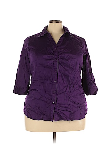 Lane Bryant Outlet 3/4 Sleeve Button-Down Shirt (view 1)