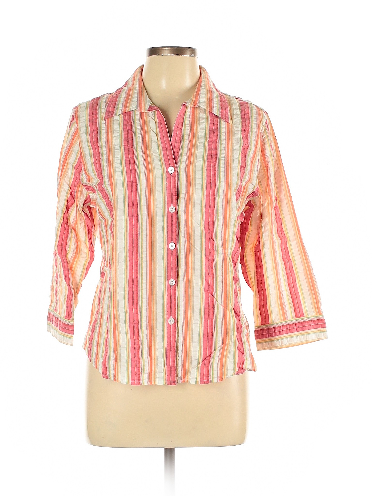 Talbots Women Pink Long Sleeve Button-Down Shirt L | eBay