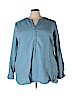 New Directions 100% Cotton Blue Long Sleeve Blouse Size 3X - photo 1